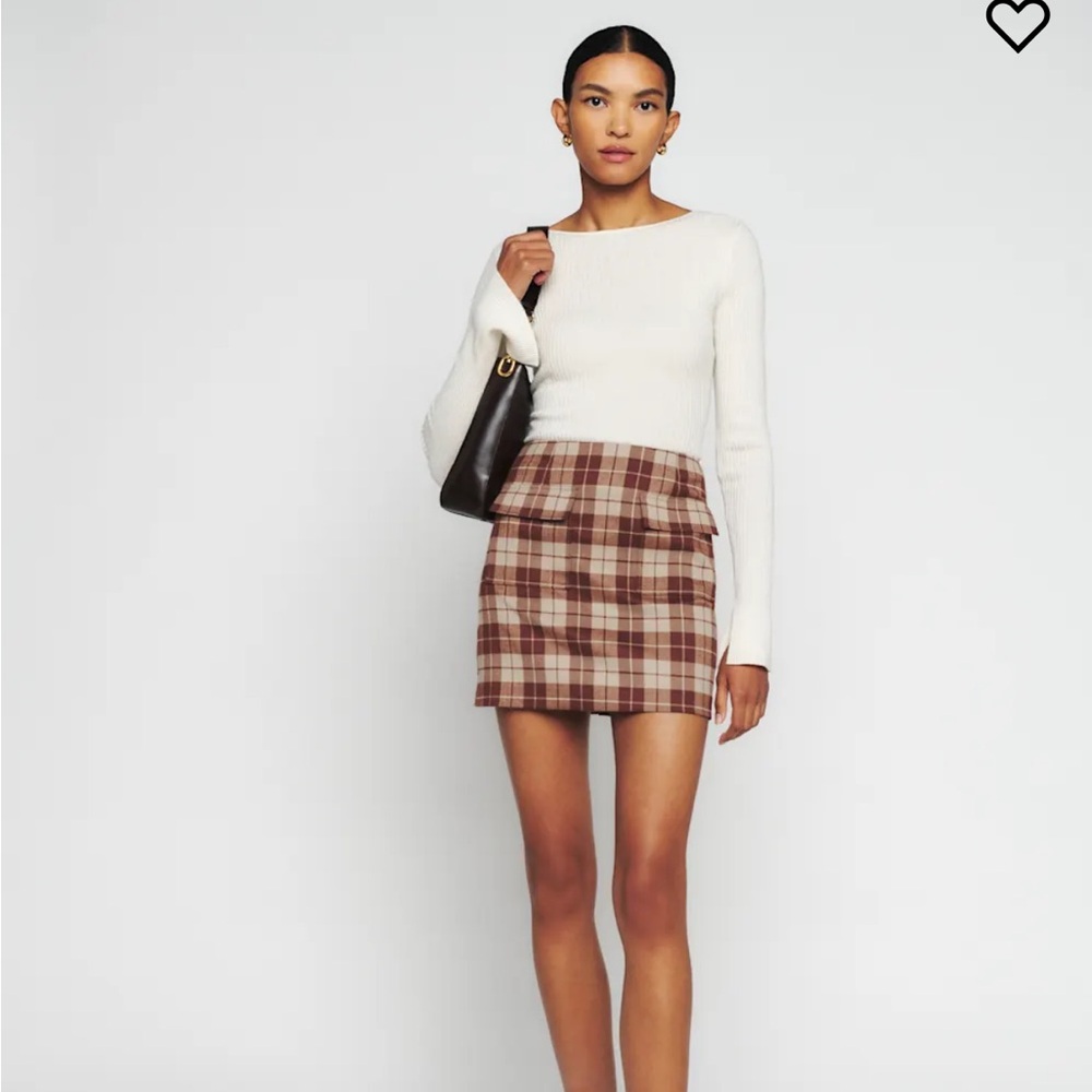 NWT Reformation Janis Skirt Brown Plaid - Size 10